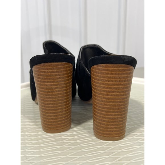 JustFab Bijou Heeled Mule Sandal Womens 10 Black Microfiber Open Toe Block Heel - Picture 5 of 11